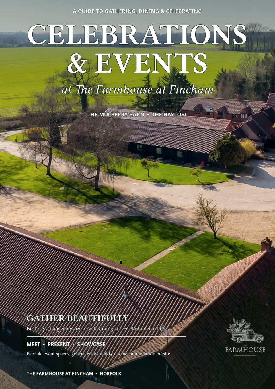 Front cover of the Events at The Farmhouse brochure