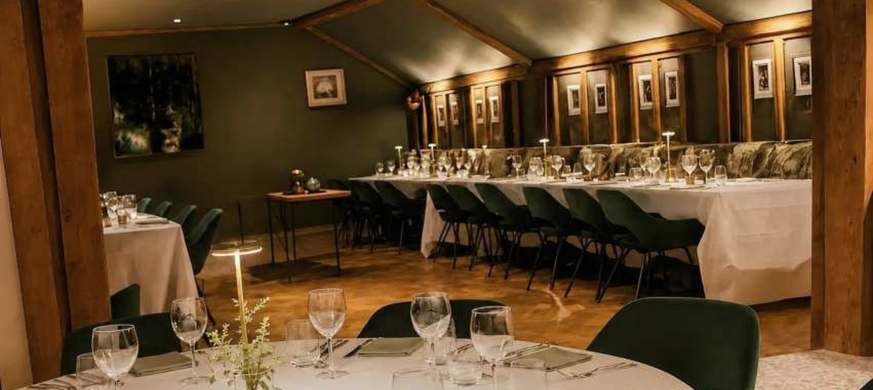 A private dining room prepared for guests